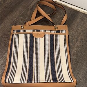 Jones New York Tan and Black Striped Tote